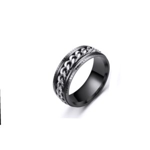 ANILLO NEGRO CADENA SILVER