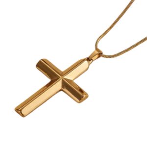 CADENA CRUZ RELIEVE DORADA